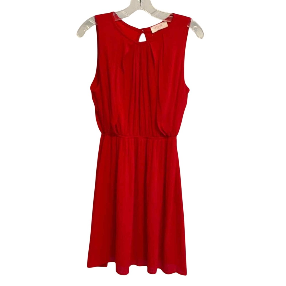 Peach Love California Red Sleeveless Pleated Keyhole‎ Back Mini Dress Womens S